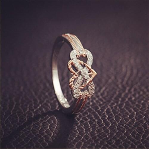 2019 High Quality Creative Number 8 Zircon Ring Gives Woman Heart Shaped Rose Gold Color Wedding Party Jewelry Sweet Girl Gifts