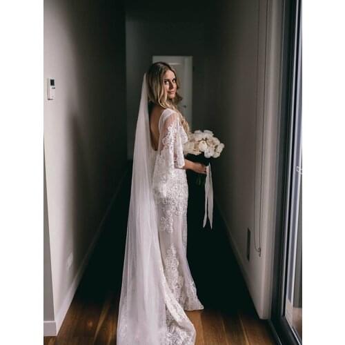 925 Fashion Ivory New In V-Neck Natural Mermaid/Trumpet Floor-Length Beach Women Lace Wedding Dresses/Bridal Gowns Free Shipping