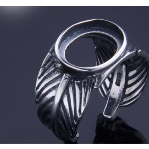 10*12mm 925 STERLING SILVER Semi Mount Bases Blanks base blank Pad VINTAGE feather rings ring Setting set jewelry men DIY A2188