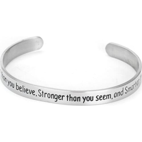12PC You're Braver Than You Believe Stronger Than You Seem And Smarter Than You Inspirational Charm Bracelets Women Jewelry Hot