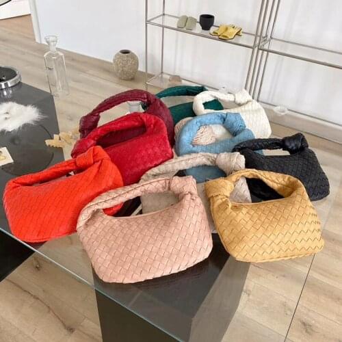 2021 Fashion Handmade Woven Bag Luxury Woven Leather Printed Shoulder Bag Lady Crossbody Hobo PU Knotted Handle Casual Handbag