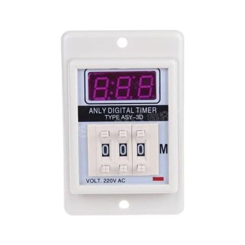 AC 220V 999 Minute Digital Timer Programmable Time Delay Relay ASY-3D White