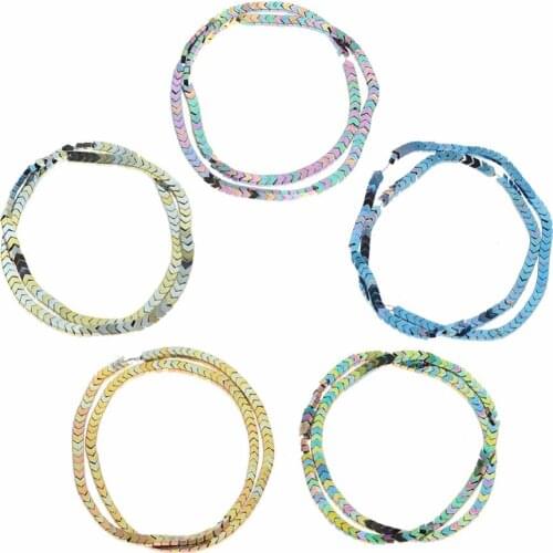 5colors Natural Stone Hematite Beads Bright V shape Plated 4mm 150Pcs beads for DIY Necklace Bracelet Jewelry Making Accessories