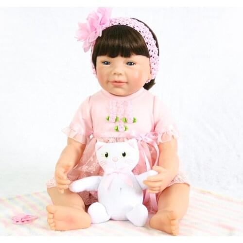 56cm with Pink hair accessory Baby Girl Reborn Dolls Kids Toy Full Silicone Viny Real Life Bebe Reborn Alive Doll NPK hot sale