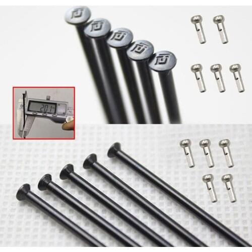 6 Pieces A Lot 14 Gauge Diameter 2.0mm Straight Pull Bike Spokes DT Swiss Champion Round Body Straight Head Black Color Spokes