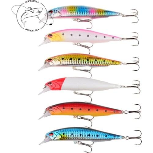 6# With Sharp Hook 6Pcs/set 14g/11cm Sea Fishing Lures Outdoor Stream Freshwater Artificial Hard Bait 3D Eye Bionic Bait