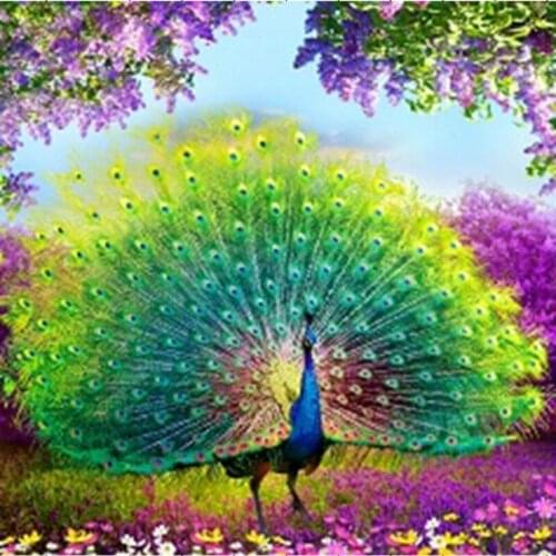 5D Diamond Painting Peacock Open Screen Sparrow Spirit Cross Stitch Stick-on Crystals Living Room New Style diamond art
