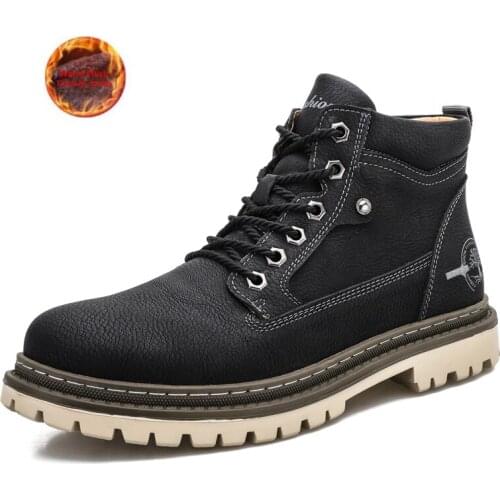 Brand Winter Men Snow Boots Plush Warm Work Boots Waterproof Mens Martin Boots Fashion Autumn Ankle Boots Motorcycle Boots
