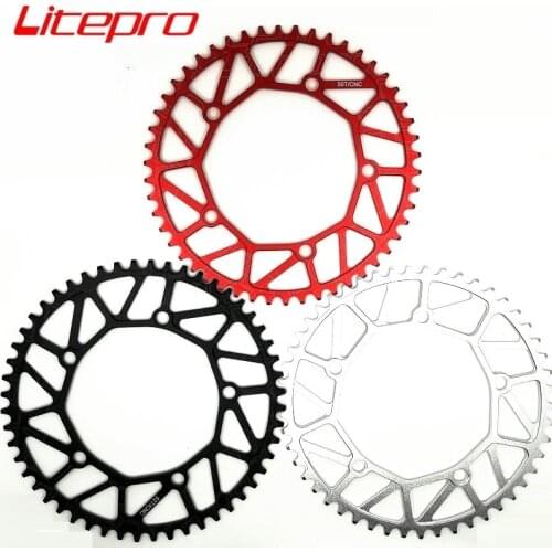 Litepro Folding Bike Chain Wheel 130BCD 48/50/52T/54/56/58T Black Silver Red Hollow Chainring 9/10/11 Speed Single Chian Disc