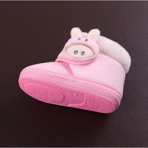 New childrens shoes cotton winter shoes plus plush toddler shoes soft soles baby shoes 0-1 years old breathable