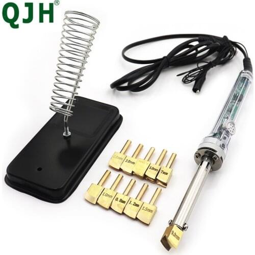 DIY Leather Electric Brass Solder Soldering Copper Iron Tip Leather Craft Press Edge Sealing Machine Soldering Iron Stand Tool