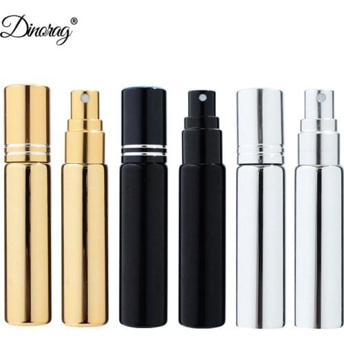 50 Pcs/Lot 10ml Perfume Bottle Electroplated Aluminum Glass Tube Refillable Spray Bottle For Travel Empty Atomizer Makeup Tool