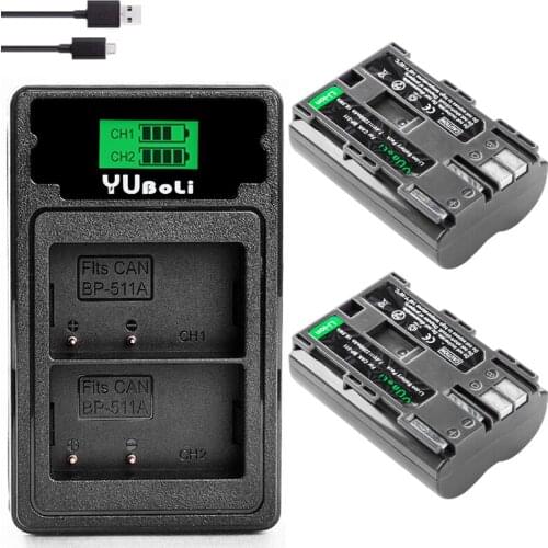 BP-511 BP-511A 2200mAh Camera Battery BP511 BP 511 For Canon EOS 40D 300D 5D 20D 30D 50D 10D D60 G6 BP 511A