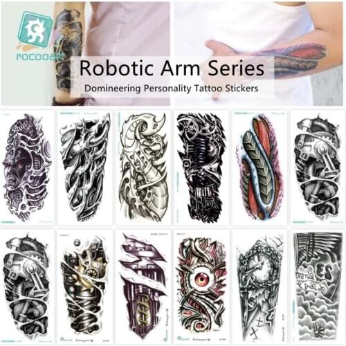 Individuality waterproof temporary tattoos for boy men 3D mechanical arm design large tattoo sticker Free Shipping QC601