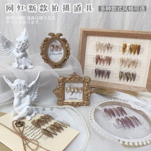 Ins style Japanese nail art and eyelashes photo props angel fake sleeves nail art display board hand ornaments decoration set