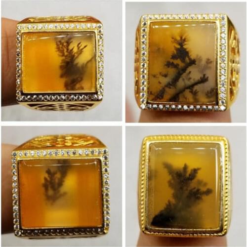 Natural A water grass jade ring with 925 sterling silver jadeite jade rings jade jewelry diamond rings for women men rings