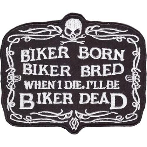 Cool biker patch iron on hot cut border use in cloth hat or bag free shipping can be custom embroidery factory in china
