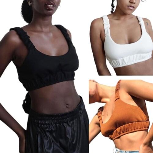 Women’s Fashion Solid Color Camisole Sexy U-neck Exposed Navel Backless Suspender Summer Tops Ladies