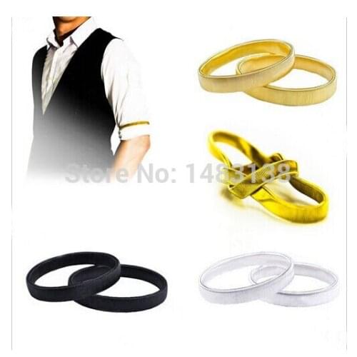 Unisex METAL Shirt Sleeve Holder Anti-slip Armband Elasticated Metal Bands-2 pcs=>a pair