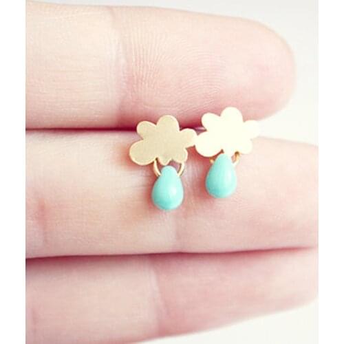 Timlee E091 Cute Delicate Cloud Water Drop Umbrella Pendant Alloy Dangle Drop Earrings Popular Accessories Wholesale