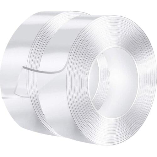Reusable nano tape, heavy-duty washable removable non-marking transparent transparent double-sided tape suitable for kitchen
