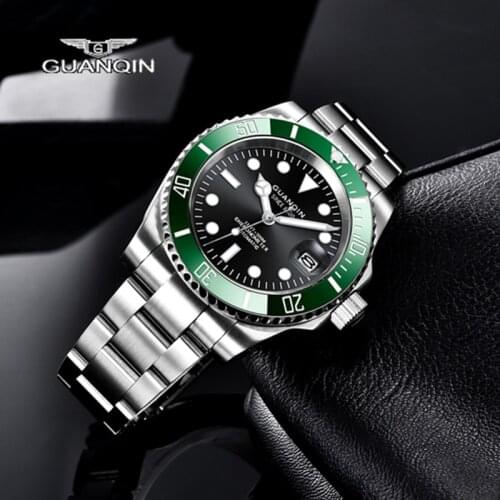 GUANQIN- Sapphire Waterproof Watch Men Watch NH35A Tourbillon Stainless Steel Mechanical Automatic Movement Complementary Clock