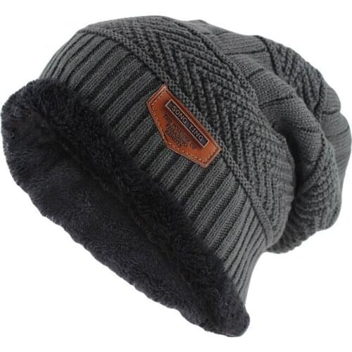 Mens knitted hat beanies woolen plus velvet padded warm hood for cycling winter knit hat beanie hat winter hats for men
