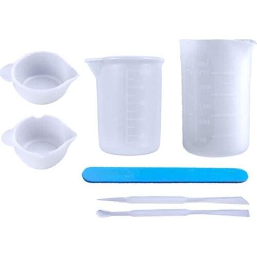 Resin Glue Tool Set Reusable Non Stick Resin Art Mixing Measuring Cups Silicone Stir Stick UV Epoxy Mold DIY Jewelry Making Kit
