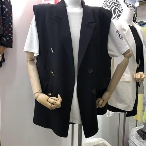 New Loose Sleeveless Vest Suit Collar Coat Womens Fashion Candy Color All-Match Waistcoat Sping Summer 2021 Femme