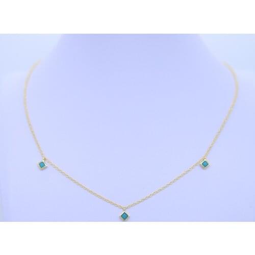 Limited Collares Collier Fashion 100% 925 Sterling Square Turquoises Drop Charm 3pc Dainty Necklace For Women Party Cheap