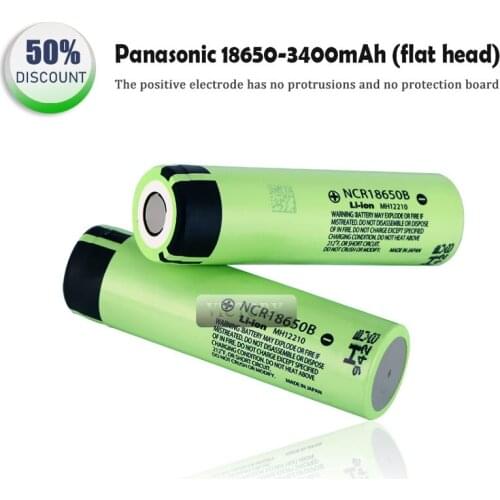 Panasonic 3.7V 3400mah New 100% Original NCR18650B NO PCB Lithium Rechargeable Battery For Flashlight Radio Power bank batteries