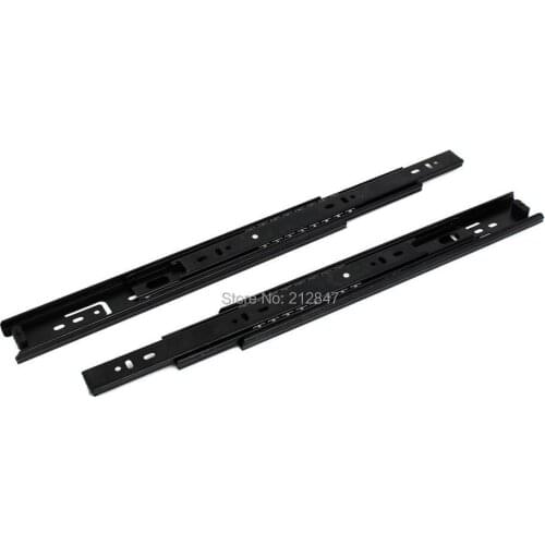Pair 3 Sections Black Metal Home Office Cabinet Drawer Ball Slide Tracks 12"