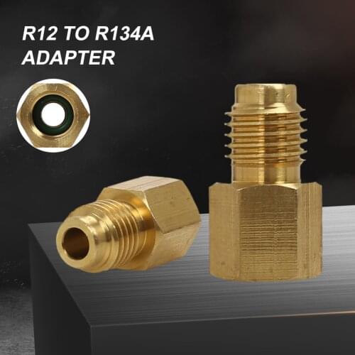 Converter Adapter Switch Brass Adapter R12 To R134A 1/4" SAE Female With O-ring To 1/2" Acme Male A/C Connector Adapter Parts