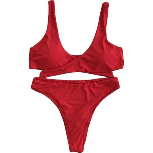 2018 Hot Design Retro Style Simple Model Brazilian Sexy Printing Swimsuit Bikinis Halter Padded Biquinis Feminino