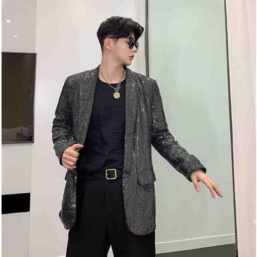 Slim Korean DJ nightclub new mens sequins ins glitter coat autumn show suit personalized suit