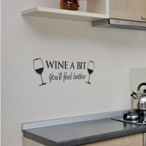 Removable Decor Mural Decals Plane Wall Decoration Sticker Wine A Bit Vinyl Wall Wall Sticker Room Kitchen Home Decoration Mural