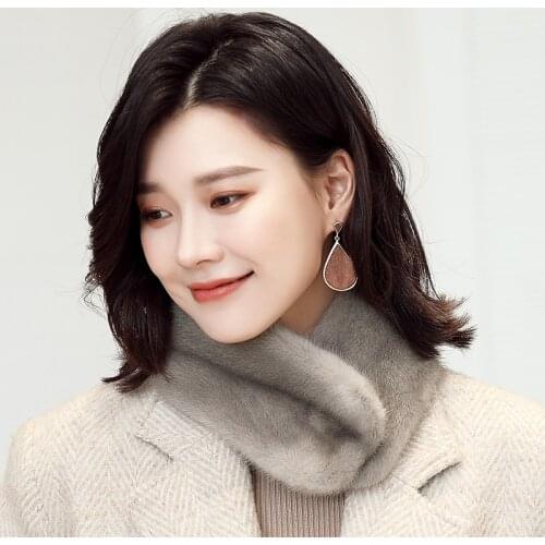 Lantafe Scarf Women Short Scarf Real Fur Single Side Fur Winter For Women Scarfs Mink Fur Scarf For Fashion Girl