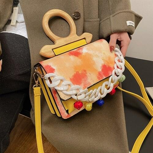 Crossbody Purses Top Quality Bag 2021 Fashion Bag Luxury Designer Handbag Round Wood Portable Stone Pattern Candy Color Cute Bag