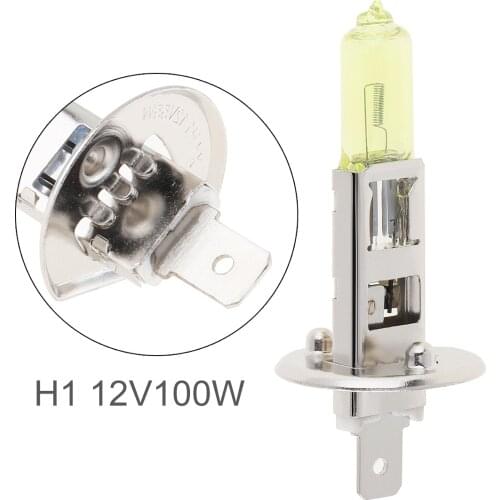 12V H1 100W 2500K Yellow Light Super Bright Car Xenon Halogen Lamp Auto Front Headlight Fog Bulb HID Xenon / Halogen Light Blubs