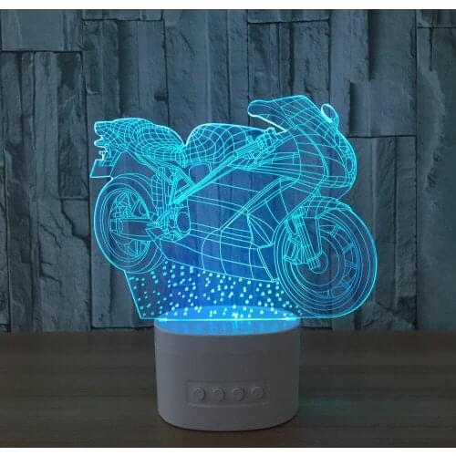 Bluetooth Speaker Motorcycle Led 3D Nightlights Acrylic Colorful USB Desk Table Lamp Paty Holiday Decoration As Christmas Gift