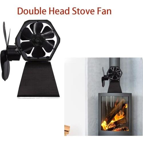 New Double head fan Quality 4 Blade Thermal Power Fireplace Fan Heat Powered Wood Stove Fan for indoor