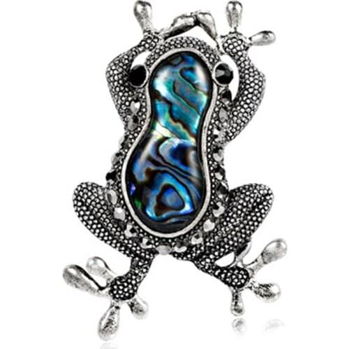 High Quality Abalone Shell Large Brooch Pins Fashion Retro Frog Unisex Corsage Clothes Accessories XZ433