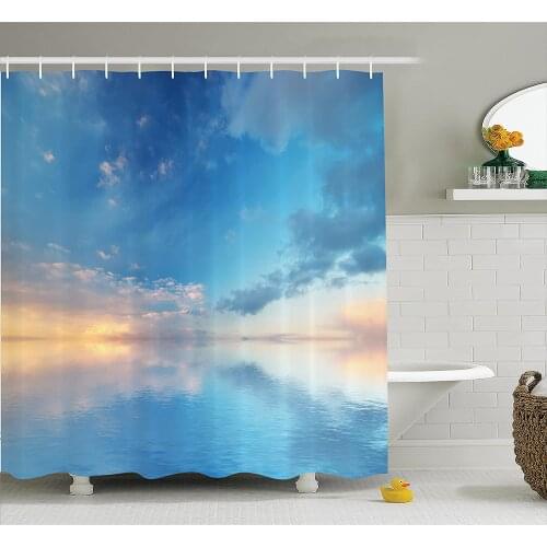 Apartment Shower Curtain Inside Out Sky and Sea Looks Like Combined in The Horizon Ocean Clouds Tranquil Peace Bath Curtains