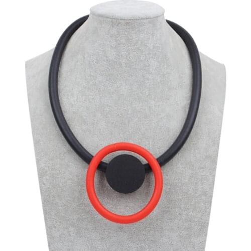 YD&YDBZ New Red Circle Statement Necklaces For Women Simple Flat Rubber Rope Choker Gothic 2021 Costume Jewelry Neck Chains Gift