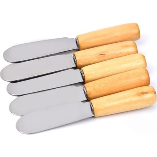 1pcs Cream Knifes Kitchen Utensil Tool Cheese Dessert Dessert Tools Wood Handle Stainless Steel Butter Knife Multipurpose