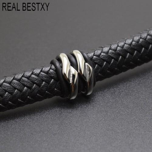 10pcs/Lot Hole Size: 13.2*7mm Stainless Steel Oval Large Hole Spacer Beads Leather Cord Bracelet Slide Charms DIY Jewelry