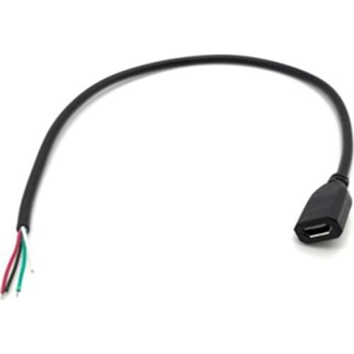 10pcs Micro USB 2.0 A Female Jack Android interface 4 Pin 2 Pin 4 Wire Data Charge Cable Cord Connector DIY around 30cm