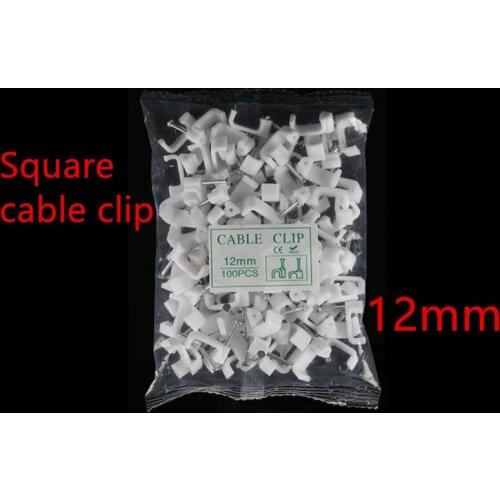 100pcs/bag 12mm square steel nail clamp nail clip wire card fixed cable wire F