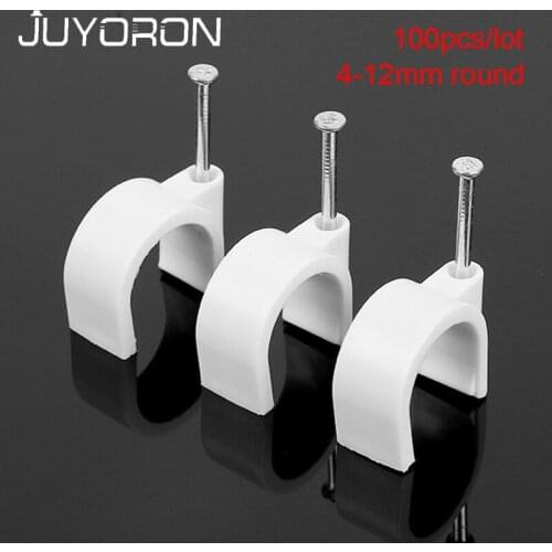 100Pcs 4mm to 12mm Square Cable Steel Nail Line Card Card Wire Line Square Cable Clips Trough Wire fixing White Wire Retainer