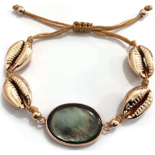 2019 Happy New Year Mother of Pearl Charm PUKA Shell Handmade Knot Bracelet Custom Order Shell Jewelry for Women